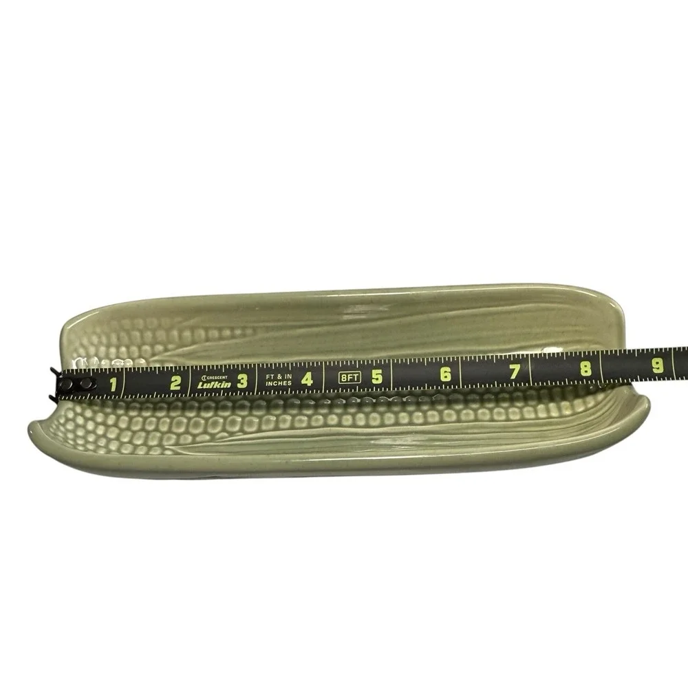 Pfaltzgraff Corn on the Cob Holders Footed Dish Sage Green Naturewood Set Of 4